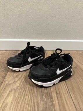 Nike Shoes Toddler 5C Air Max 90 LTR Logo Black White Sneakers CD6868-010